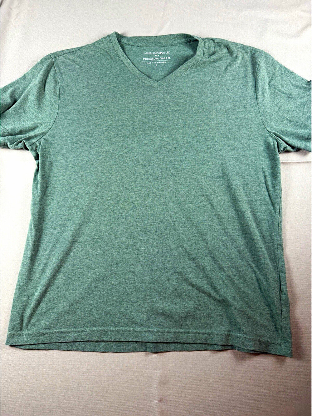 Banana Republic Premium Wash Men’s Green V-Neck Cotton Blend Knit Tee XL